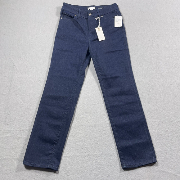 Good American Jeans Good Legs Straight Size 6-12 Dark‎ Wash Blue Mid Rise NWT - Picture 1 of 10